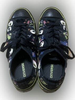 Kid’s Spooky Black & Green Low Top Converse All Stars 💚🧟🖤